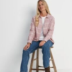 Rianne Womens Flannel Check Blouse - Faded Pink Check -Fashion General Store 61856 RIANN300 5