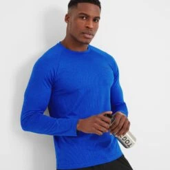 Rookwith Mens Long Sleeve Tech T-Shirt - Sapphire Blue