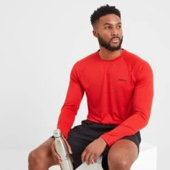 Rookwith Mens Long Sleeve Tech T-Shirt - Fire Red -Fashion General Store 61856 ROOKW002 7