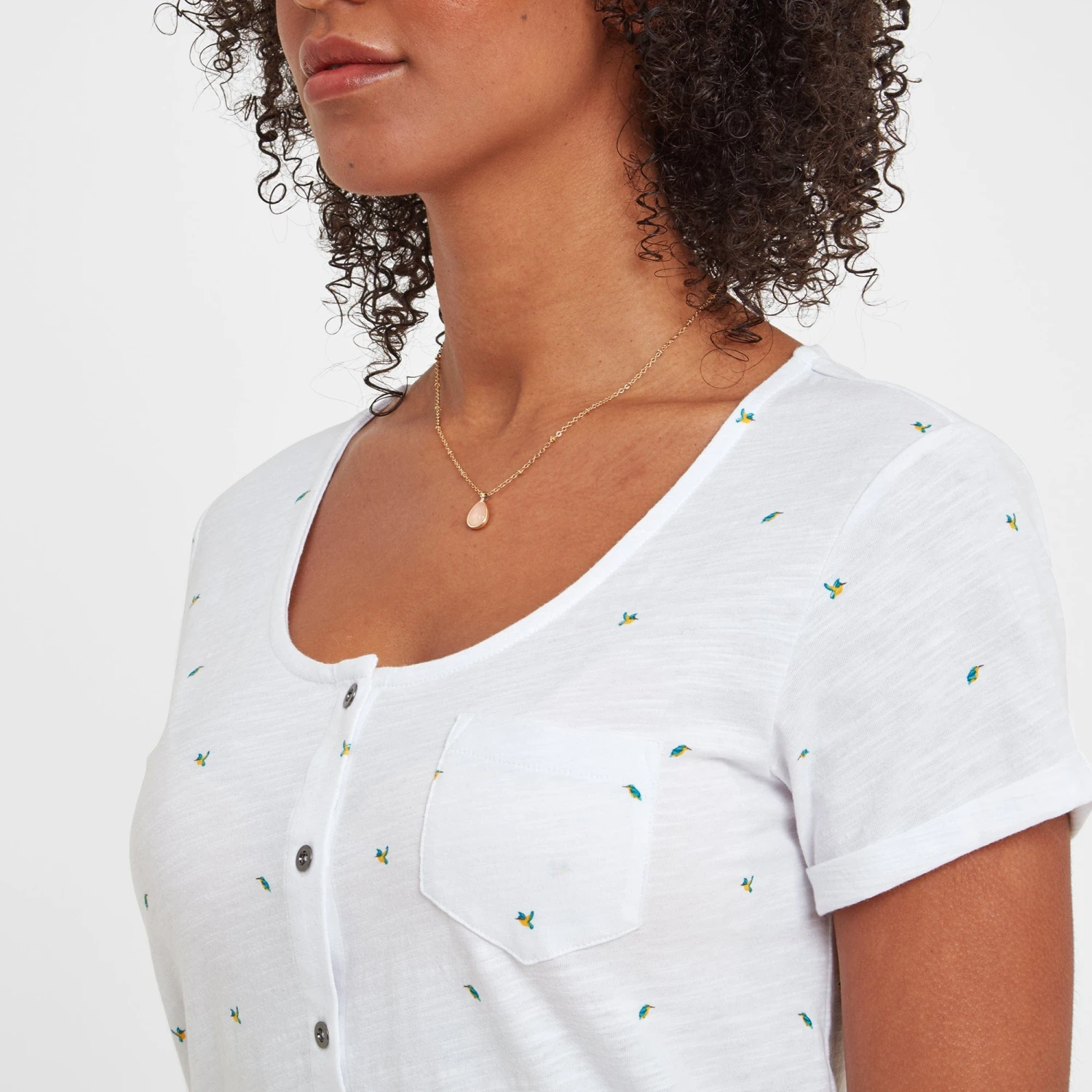 Rourke Womens Button Up Top - Optic White Bird 10 Rourke Womens Button Up Top - Optic White Bird - Image 8