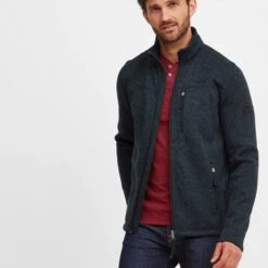 Sedman Mens Knitlook Fleece Jacket - Dark Indigo