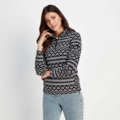 Shepley Womens Quarter Fleece - Black Fairisle -Fashion General Store 61856 SHEPZ320 2