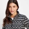 Shepley Womens Quarter Fleece - Black Fairisle
