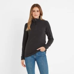 Shire Womens Fleece Zipneck - Black