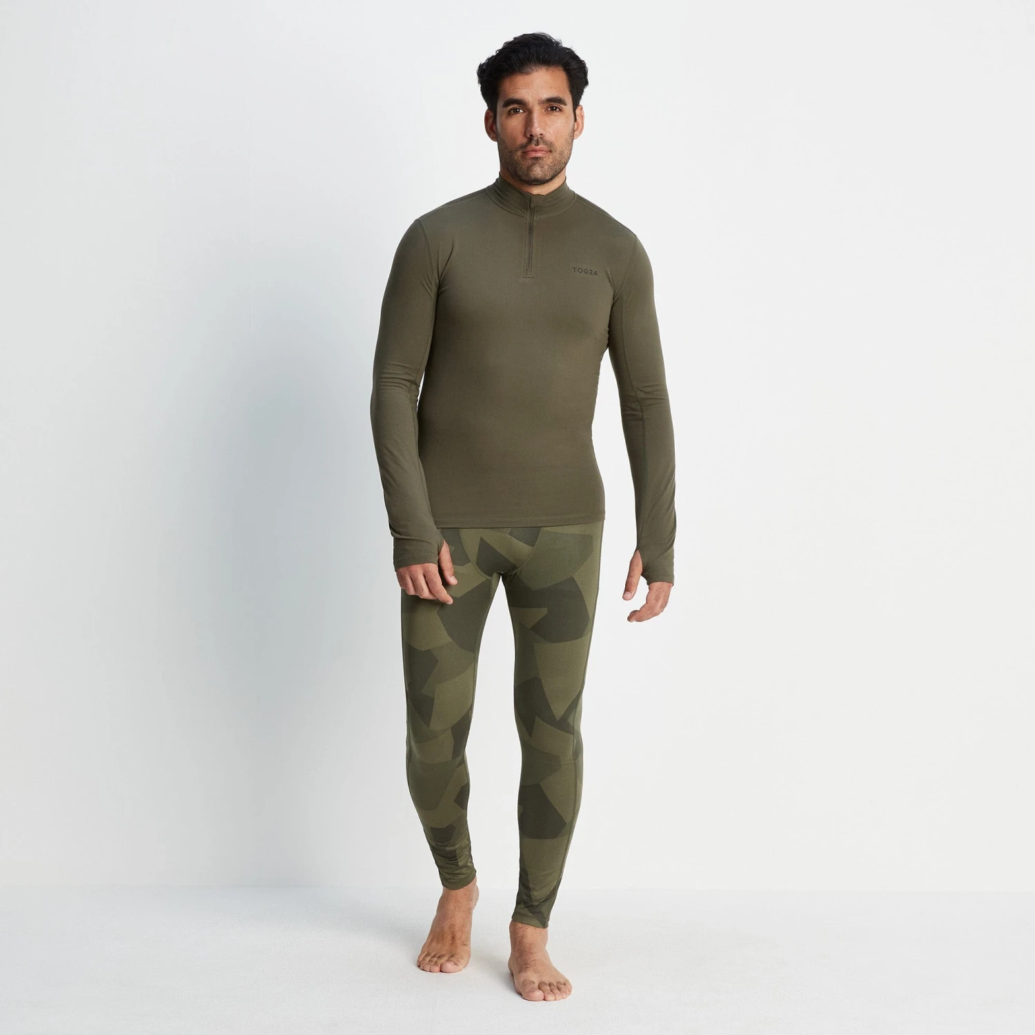 Snowdon Mens Thermal Base Layer Quarter Zip - Khaki 5 Snowdon Mens Thermal Base Layer Quarter Zip - Khaki - Image 3