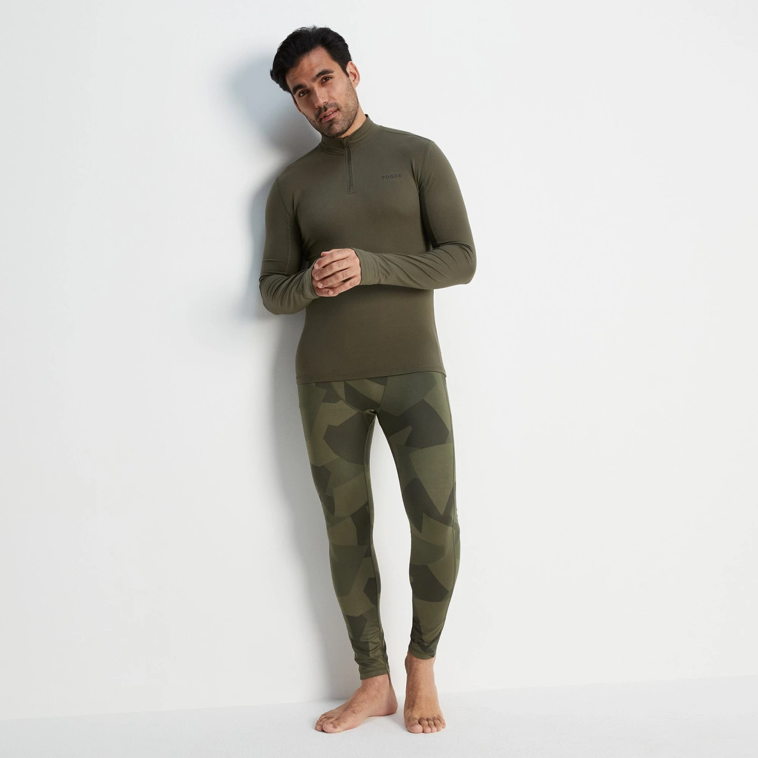 Snowdon Mens Thermal Base Layer Quarter Zip - Khaki 7 Snowdon Mens Thermal Base Layer Quarter Zip - Khaki - Image 5