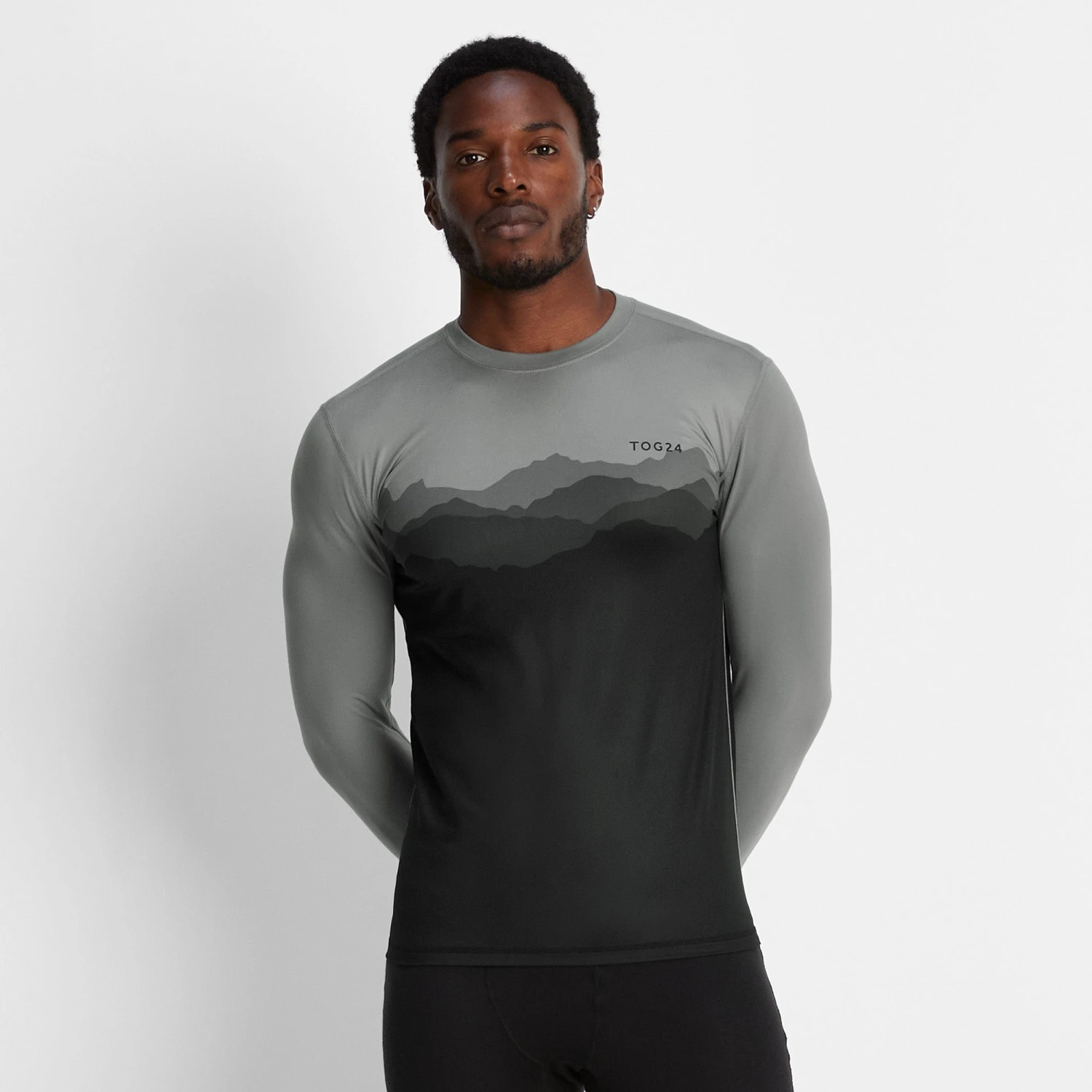 Snowdon Mens Thermal Base Layer Crew Neck - Grey Mountain Print 8 Snowdon Mens Thermal Base Layer Crew Neck - Grey Mountain Print - Image 6