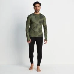 Snowdon Mens Thermal Base Layer Crew Neck - Khaki Camo Print -Fashion General Store 61856 SNOW016 1