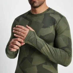 Snowdon Mens Thermal Base Layer Crew Neck - Khaki Camo Print -Fashion General Store 61856 SNOW016 4