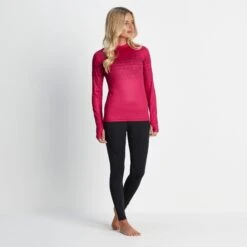 Snowdon Womens Thermal Base Layer Crew Neck - Cerise Fairisle -Fashion General Store 61856 SNOW314 1