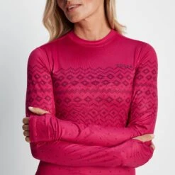 Snowdon Womens Thermal Base Layer Crew Neck - Cerise Fairisle -Fashion General Store 61856 SNOW314 4
