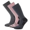Villach 3 Pack Womens Trek Socks - Dark Grey Marl/Faded Pink/Washed Blue -Fashion General Store 61856 VILLA911