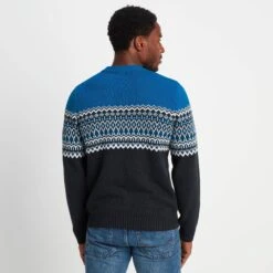 Waylon Mens Chunky Jumper - Dark Indigo/Peacock Blue -Fashion General Store 61856 WAYL001 2