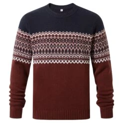 Waylon Mens Chunky Jumper - Port/Dark Indigo 17 Waylon Mens Chunky Jumper - Port/Dark Indigo -Fashion General Store 61856 WAYL002