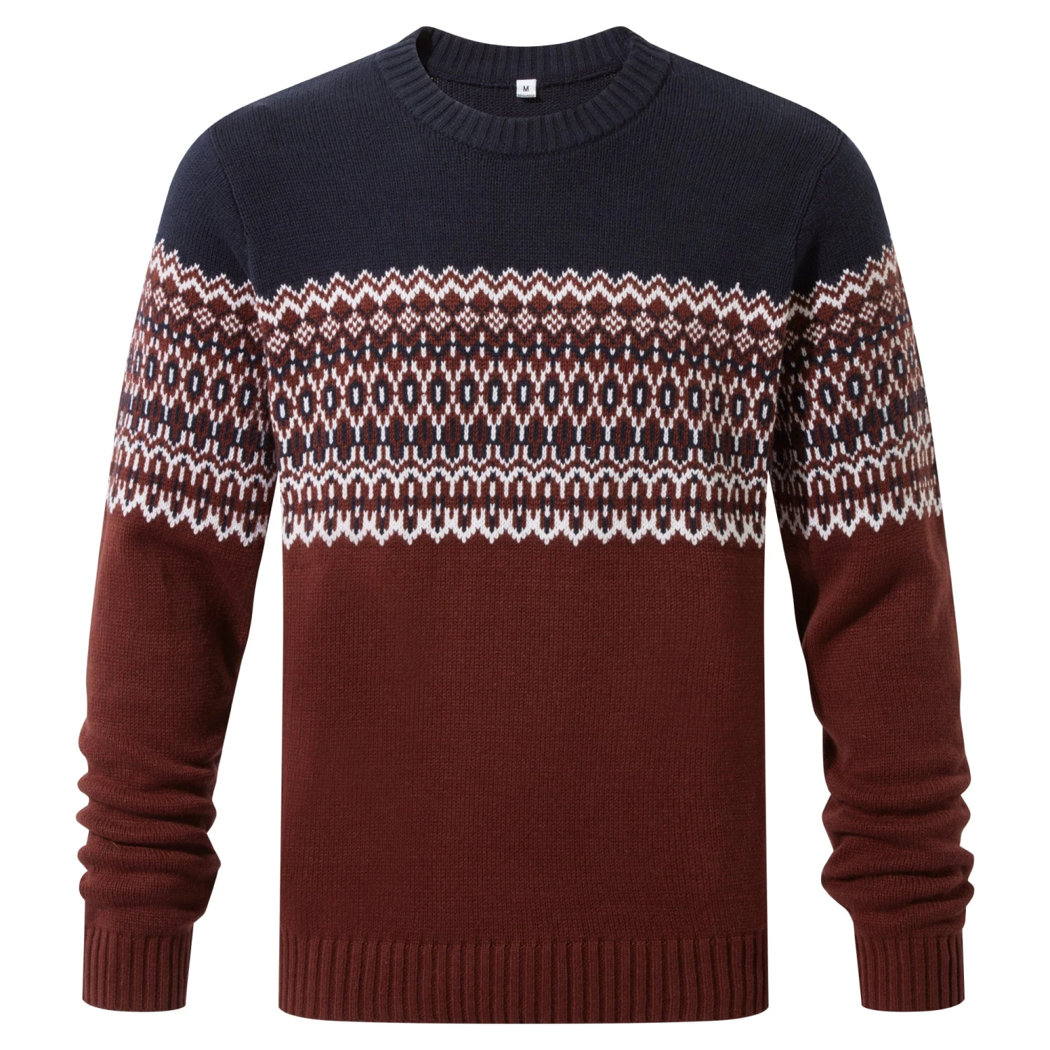 Waylon Mens Chunky Jumper - Port/Dark Indigo 10 Waylon Mens Chunky Jumper - Port/Dark Indigo - Image 8
