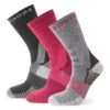 Wels 3Pack Womens Trek Socks - Black/Magenta Pink/Dark Grey Marl -Fashion General Store 61856 WELS910