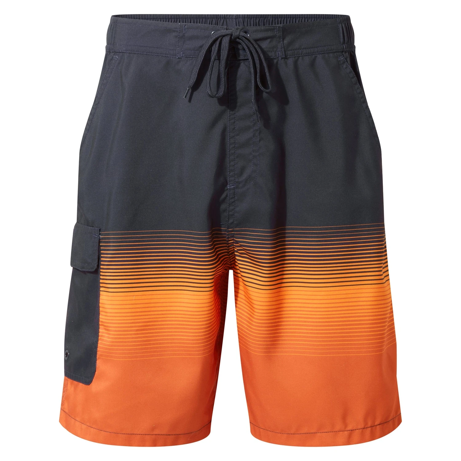 Wilbur Mens Stripe Swimshorts - Dark Indigo/Tangerine 5 Wilbur Mens Stripe Swimshorts - Dark Indigo/Tangerine - Image 3