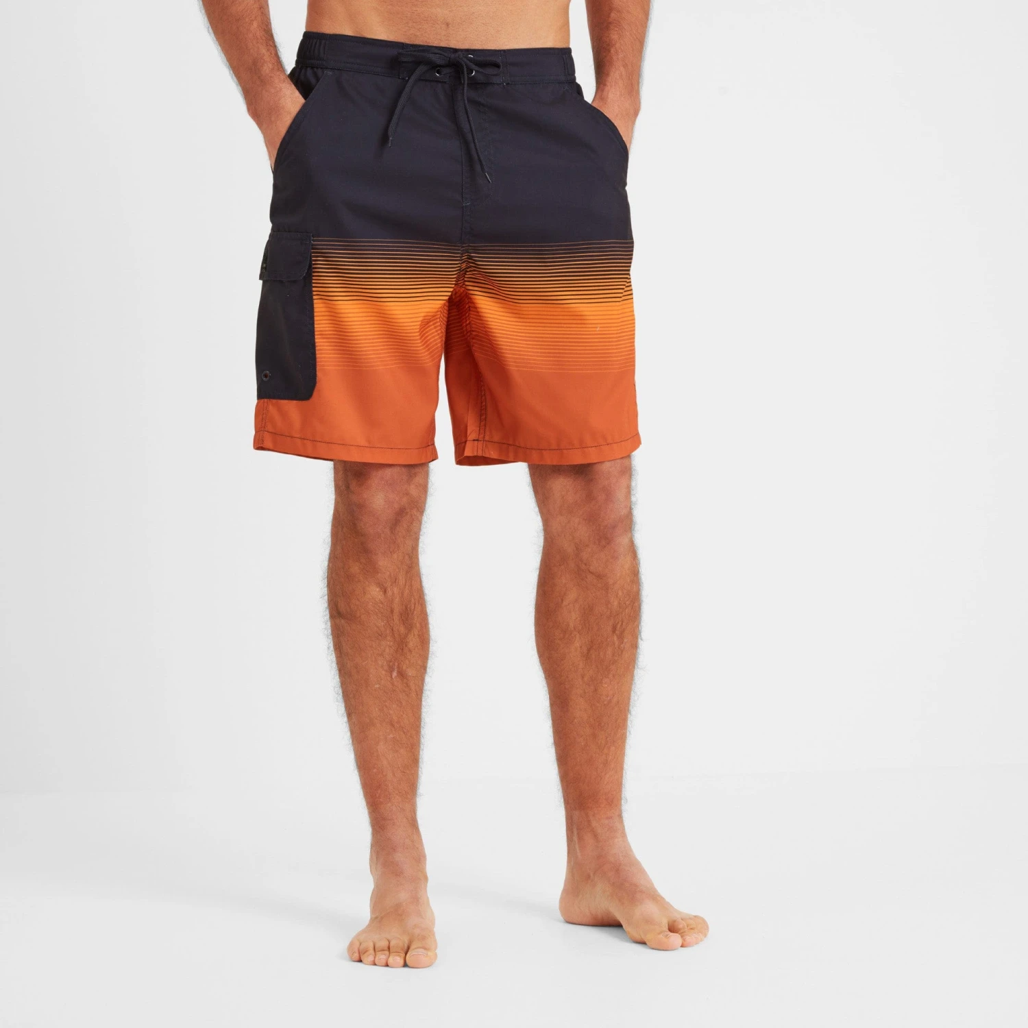 Wilbur Mens Stripe Swimshorts - Dark Indigo/Tangerine 6 Wilbur Mens Stripe Swimshorts - Dark Indigo/Tangerine - Image 4