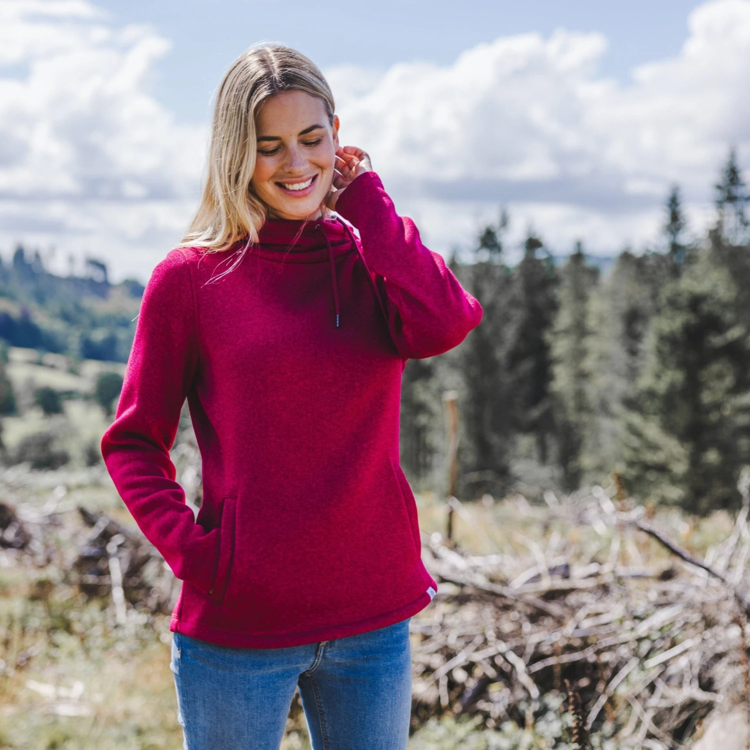 Acer Womens Knitlook Fleece Hoody - Cerise Marl 10 Acer Womens Knitlook Fleece Hoody - Cerise Marl - Image 8