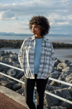 Carrie Womens Shacket - Light Grey Marl Check 13 Carrie Womens Shacket - Light Grey Marl Check -Fashion General Store CarriewomensshacketLightGreymarlcheck 2