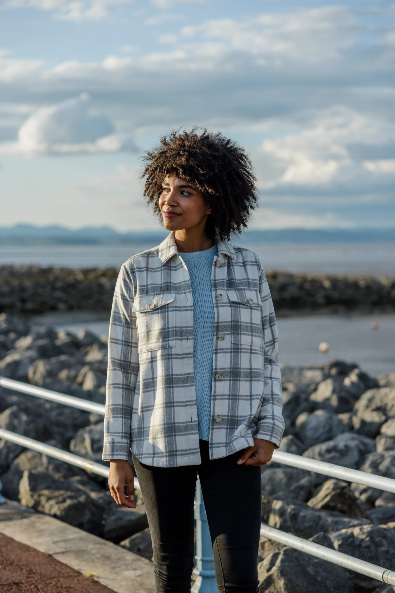 Carrie Womens Shacket - Light Grey Marl Check 10 Carrie Womens Shacket - Light Grey Marl Check - Image 8