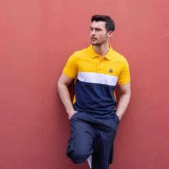 Charnock Mens Polo - Bright Yellow/Dark Indigo