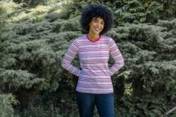 Elliana Womens Long Sleeve T-Shirt - Magenta Pink/Optic White -Fashion General Store EllianawomensLSTeeMagentaPink 2