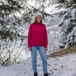 Ingrid Womens High Neck Jumper - Cerise -Fashion General Store IngridCerise 2