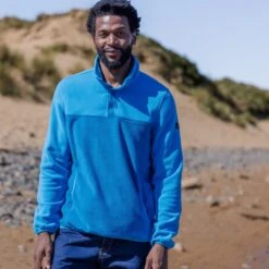 Farlow Mens Press Stud Neck Fleece - Peacock Blue -Fashion General Store MAW23bluefleece farlow 4756