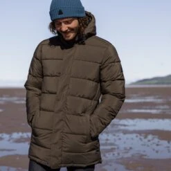 Watson Mens Long Insulated Jacket - Dark Khaki -Fashion General Store MAW23kharkipaddedjacket watson 4077