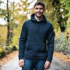 Mosby Mens Knitlook Fleece Hoody - Dark Indigo