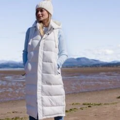 Newall Womens Long Padded Gilet - Vanilla -Fashion General Store Newallwomensgiletwhite 1