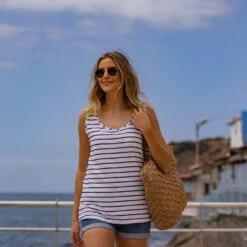 Rhonda Womens Vest - Optic White/ Dark Indigo