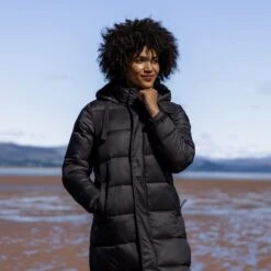 Cautley Womens Long Padded Shower Resistant Jacket - Black -Fashion General Store WAW23blacklongpadded cautley 4556