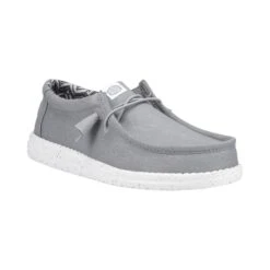 HEYDUDE Wally Mens Canvas Shoe - Light Grey